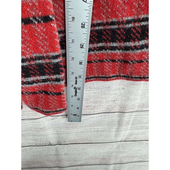 Field and Flower Striped Wool Open Front Cardigan Sweater Womens M Red Black - Picture 12 of 13